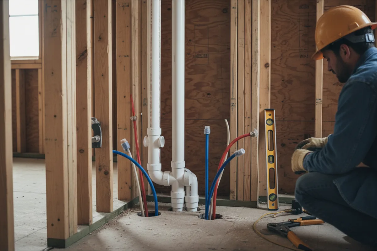 Drain and supply rough-in during Sump Pump Repair in Rheems